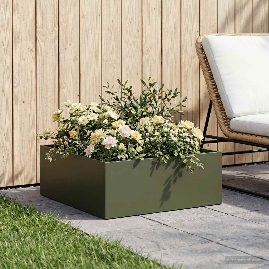 vidaXL Macetero de Jardín Verde oliva 60 x 60 x 20 cm