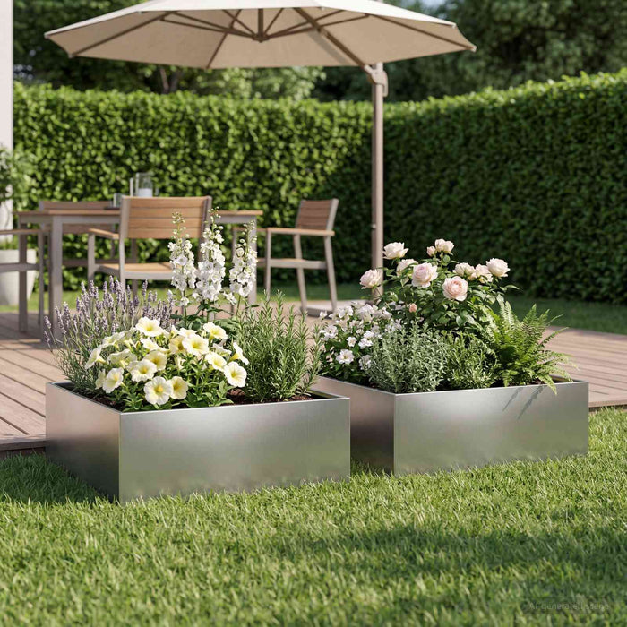 vidaXL Macetero de Jardín 2 uds. Plateado 60 x 60 x 20 cm