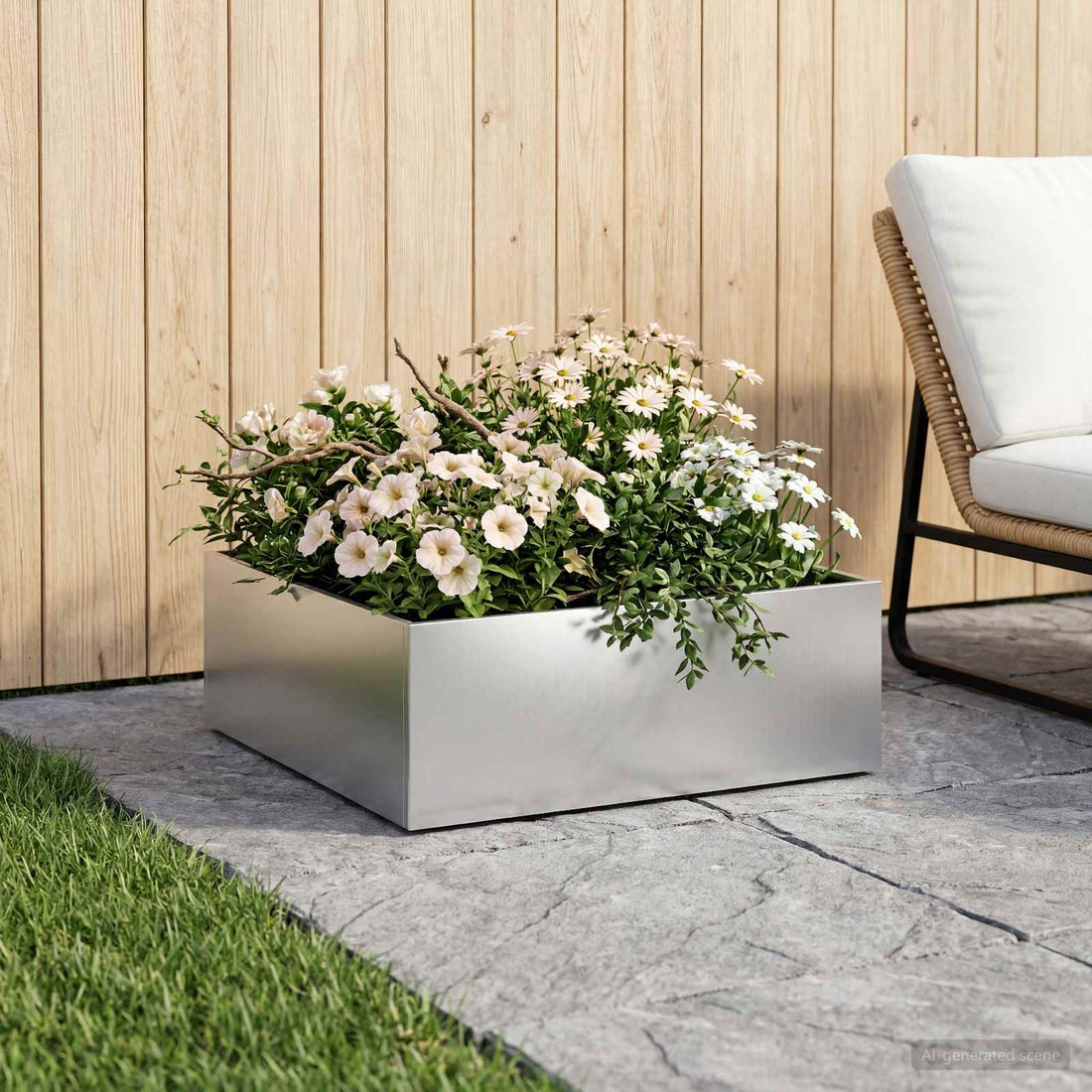 vidaXL Macetero de Jardín Plateado 60 x 60 x 20 cm Acero Galvanizado