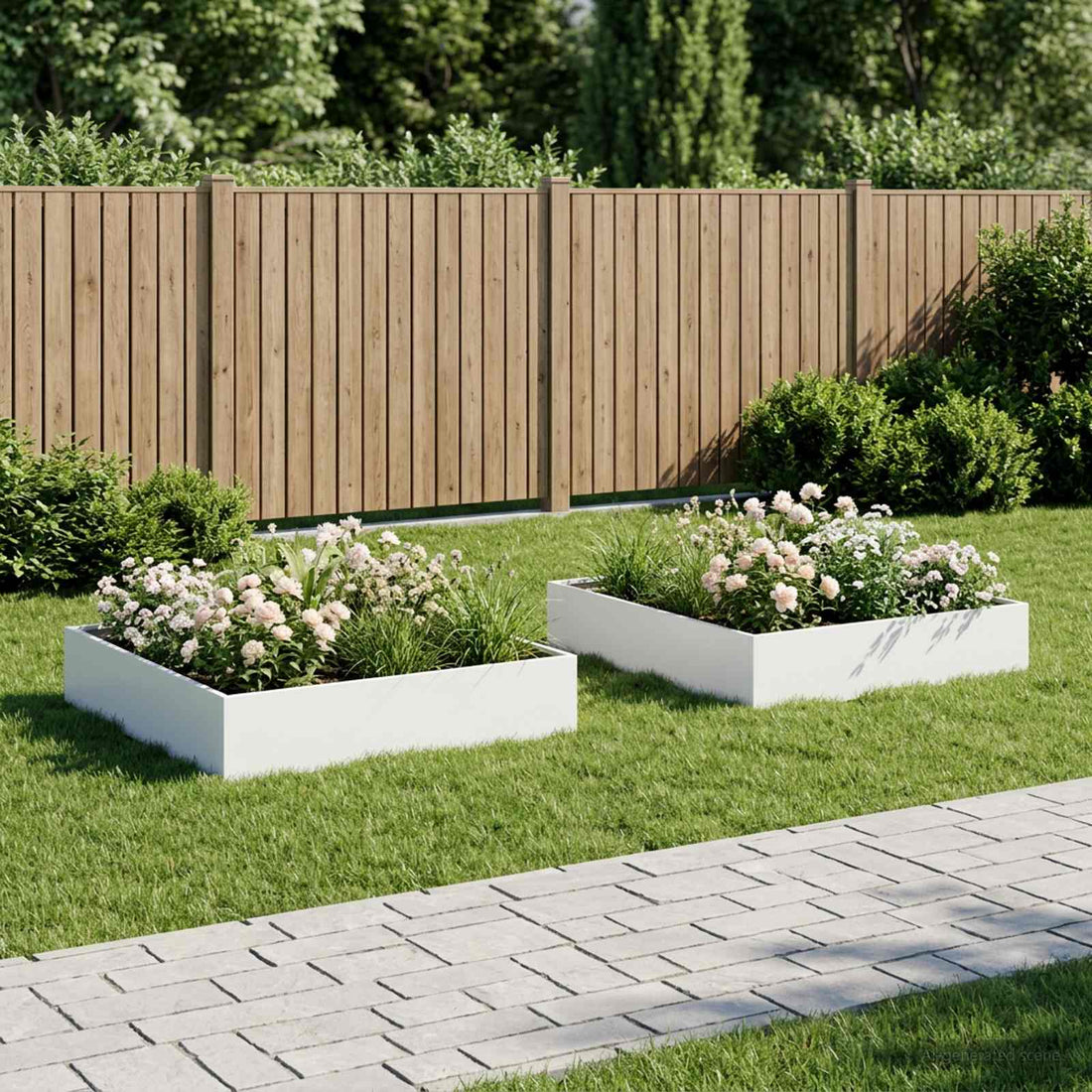 vidaXL Macetero de Jardín 2 uds. Blanco 80 x 80 x 20 cm