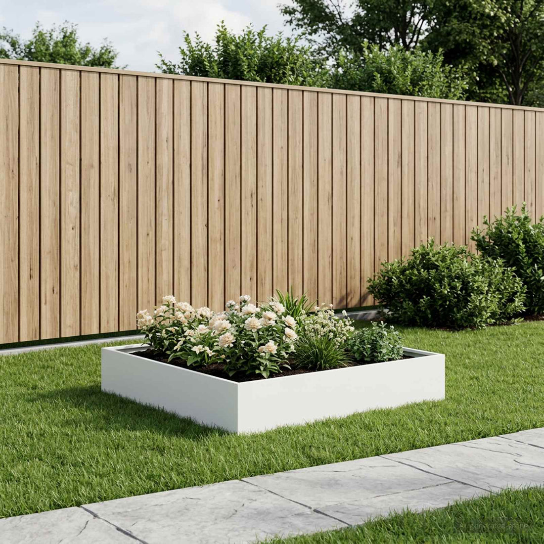 vidaXL Macetero de Jardín Blanco 100 x 100 x 20 cm