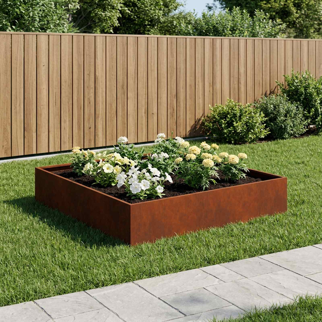 vidaXL Macetero de Jardín Oxidado 100 x 100 x 20 cm Acero oxidado