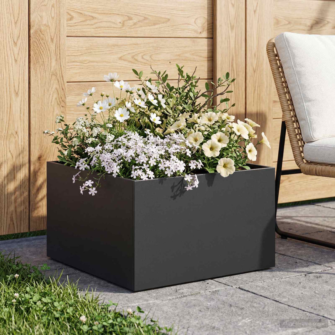 vidaXL Macetero de Jardín Negro 60 x 60 x 30 cm Acero laminado en frío