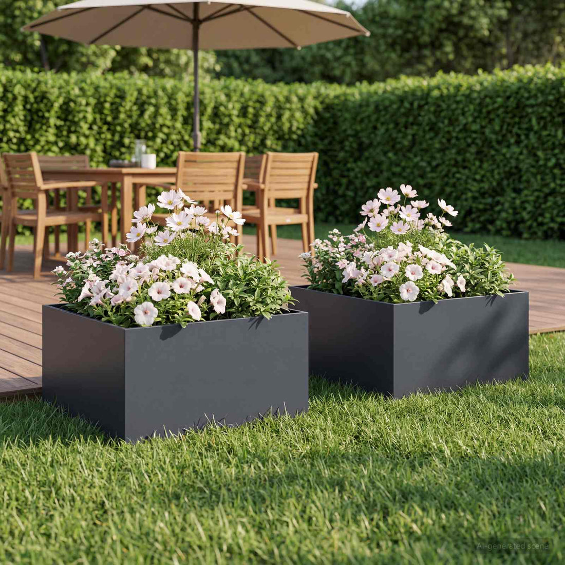 vidaXL Macetero de Jardín 2 uds. Gris antracita 60 x 60 x 30 cm