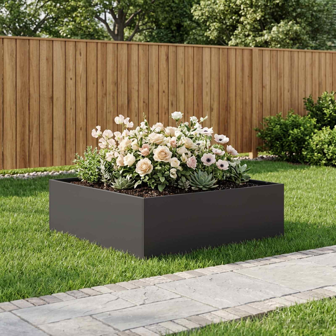 vidaXL Macetero de Jardín Negro 80 x 80 x 30 cm Acero laminado en frío