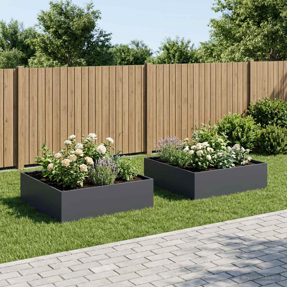 vidaXL Macetero de Jardín 2 uds. Gris antracita 80 x 80 x 30 cm