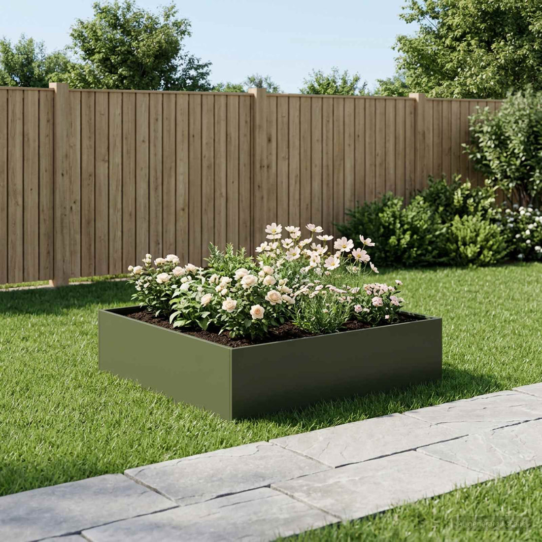 vidaXL Macetero de Jardín Verde oliva 80 x 80 x 30 cm