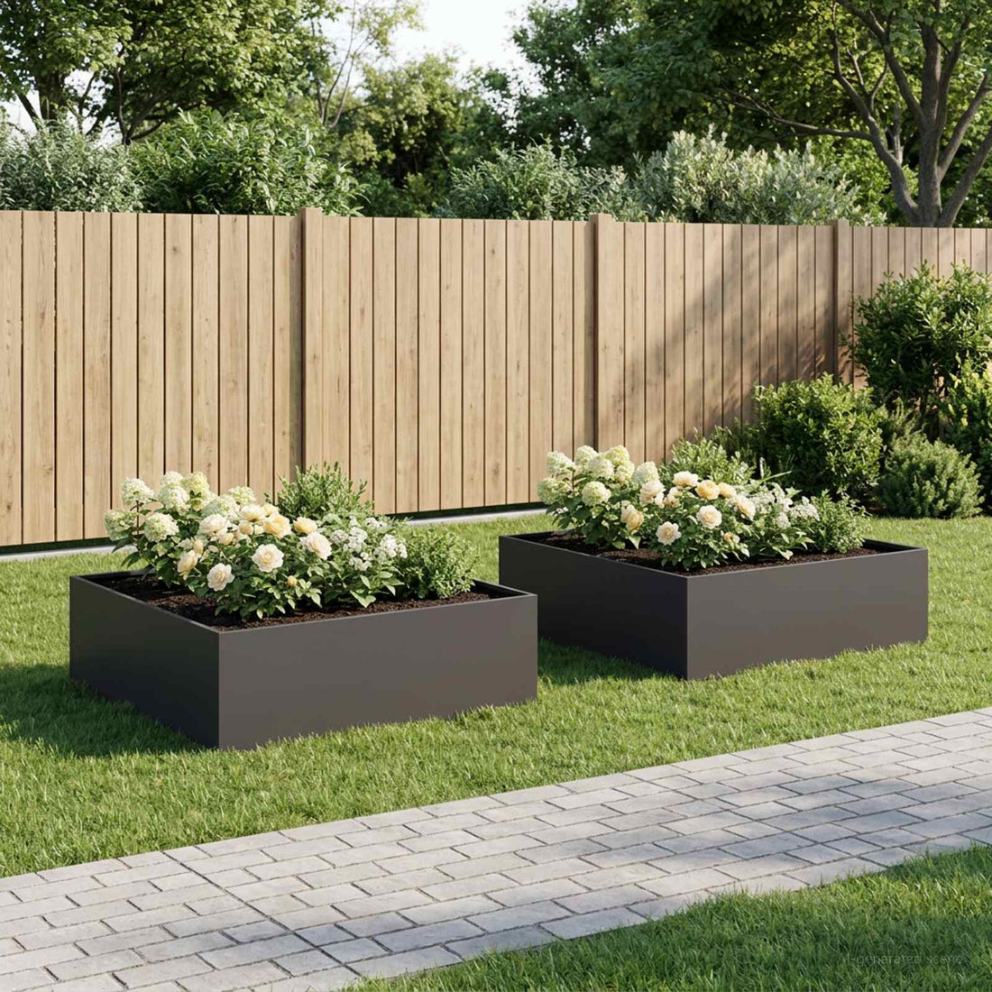 vidaXL Macetero de Jardín 2 uds. Negro 100 x 100 x 30 cm