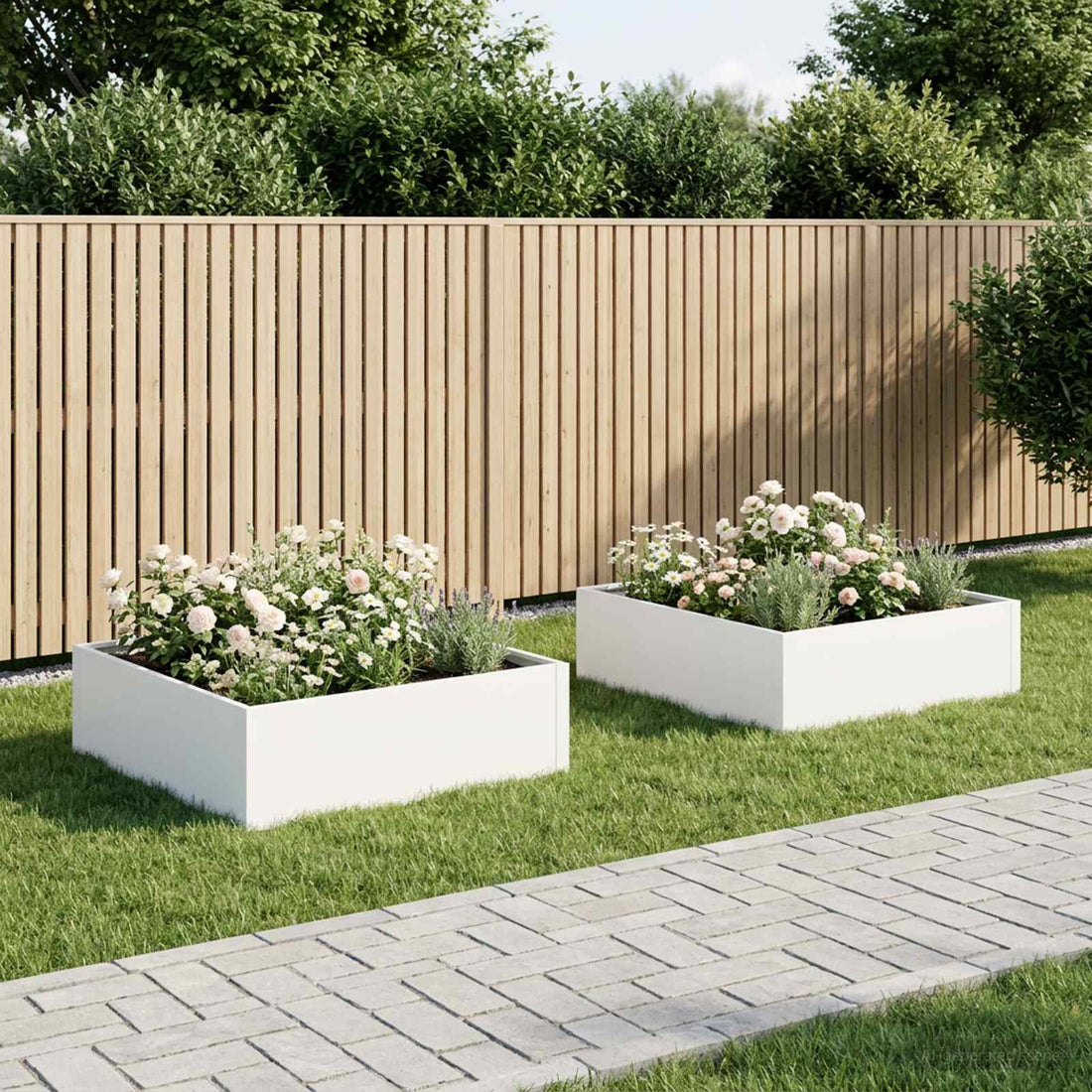 vidaXL Macetero de Jardín 2 uds. Blanco 100 x 100 x 30 cm