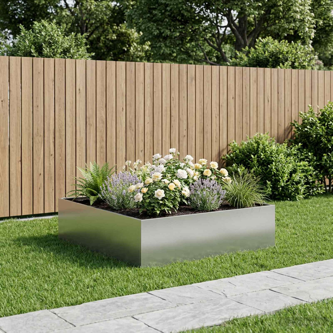 vidaXL Macetero de Jardín Plateado 100 x 100 x 30 cm Acero Galvanizado