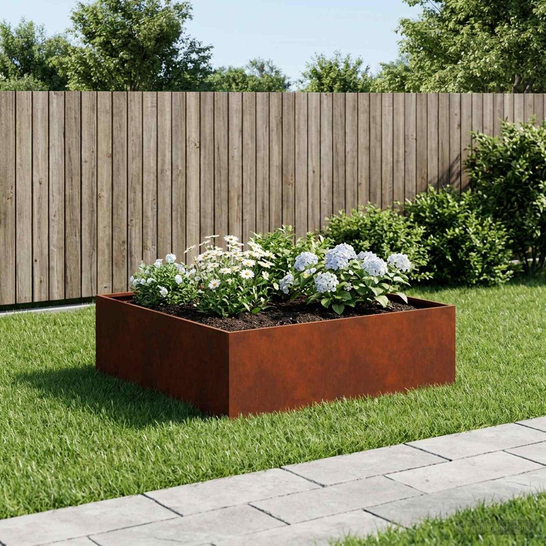 vidaXL Macetero de Jardín Oxidado 100 x 100 x 30 cm Acero oxidado
