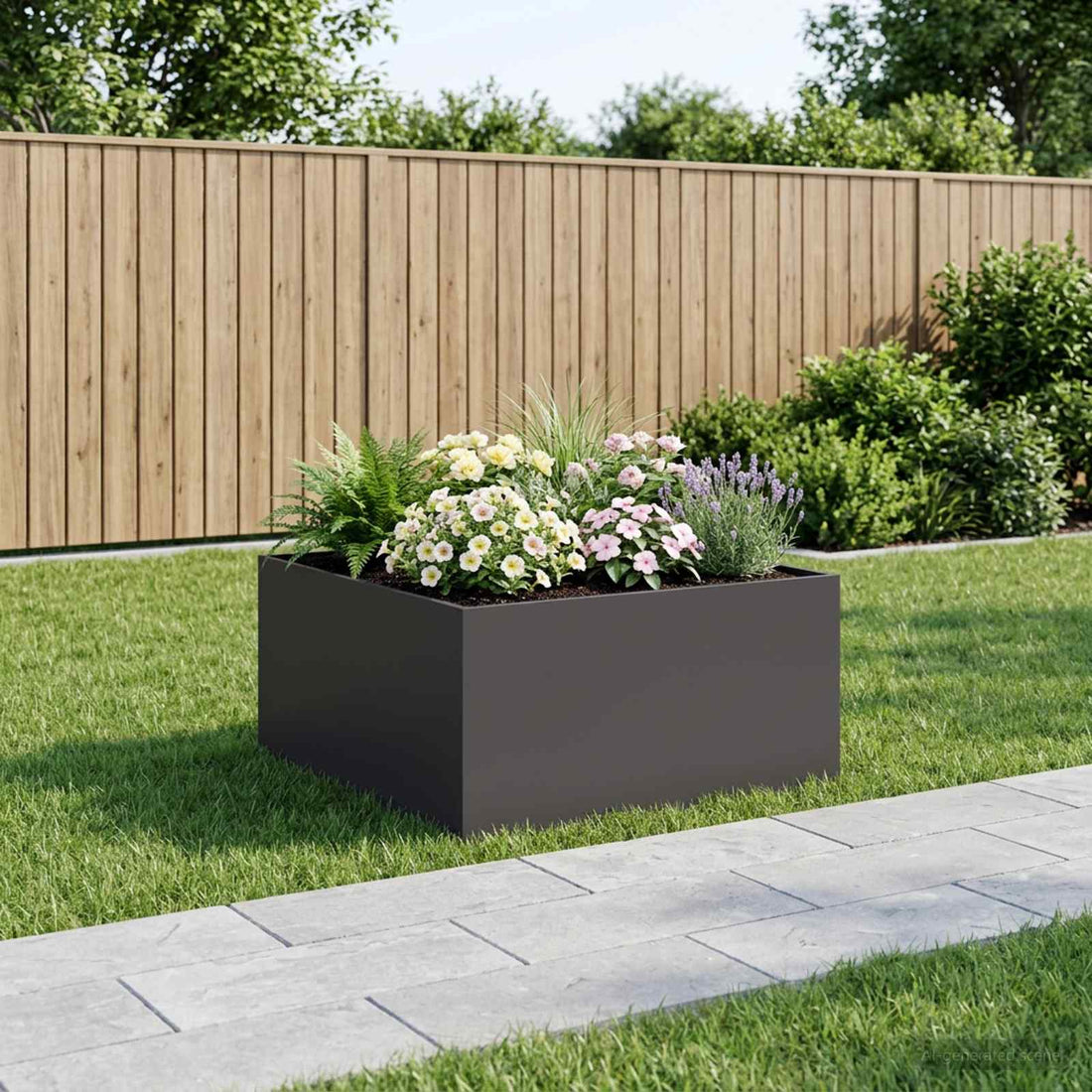 vidaXL Macetero de Jardín Negro 60 x 60 x 40 cm Acero laminado en frío