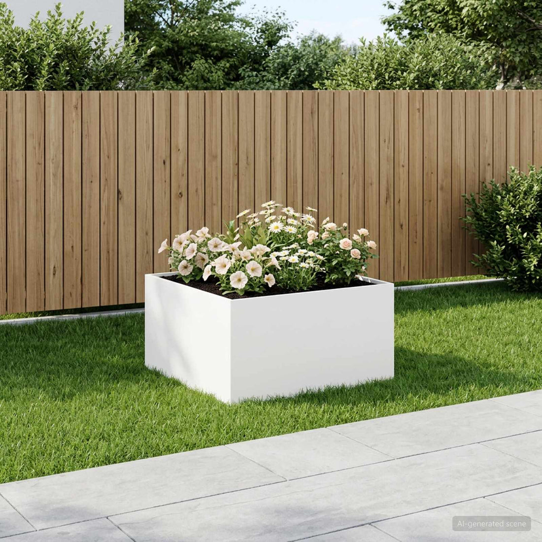 vidaXL Macetero de Jardín Blanco 60 x 60 x 40 cm