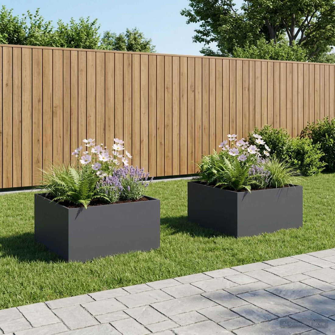 vidaXL Macetero de Jardín 2 uds. Gris antracita 60 x 60 x 40 cm
