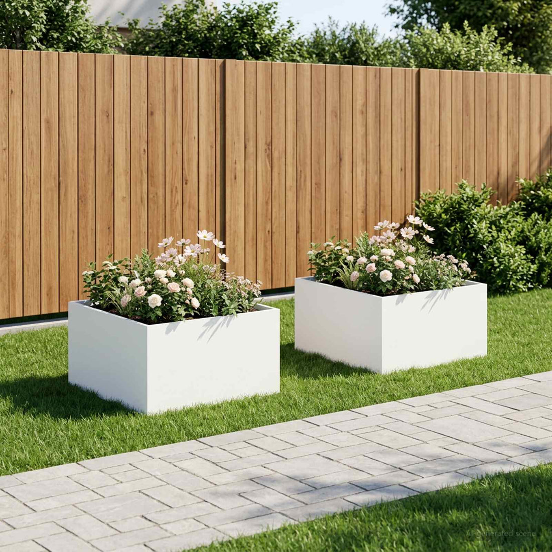 vidaXL Macetero de Jardín 2 uds. Blanco 80 x 80 x 40 cm