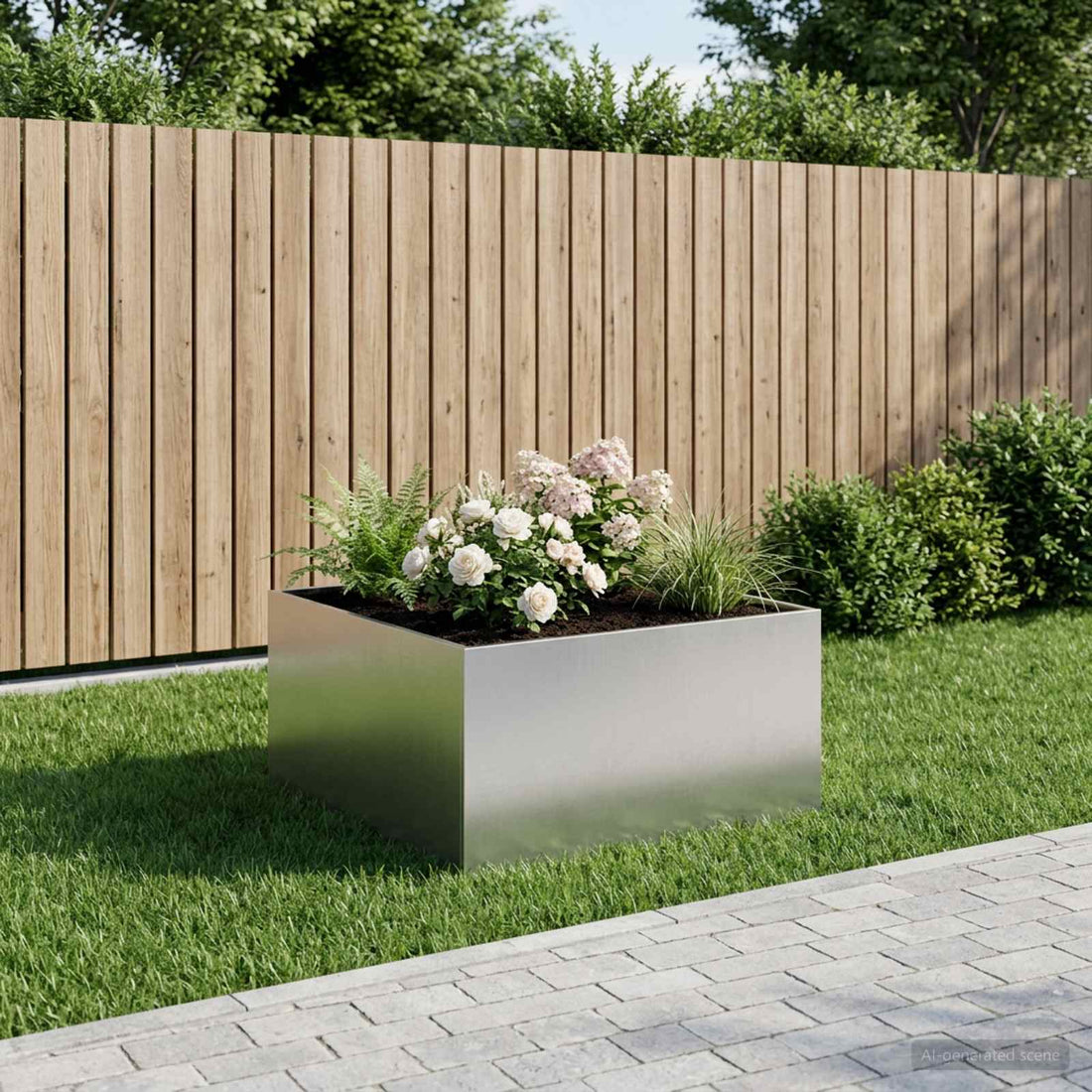 vidaXL Macetero de Jardín Plateado 80 x 80 x 40 cm Acero inoxidable