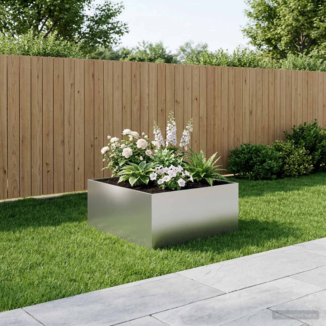 vidaXL Macetero de Jardín Plateado 80 x 80 x 40 cm Acero Galvanizado