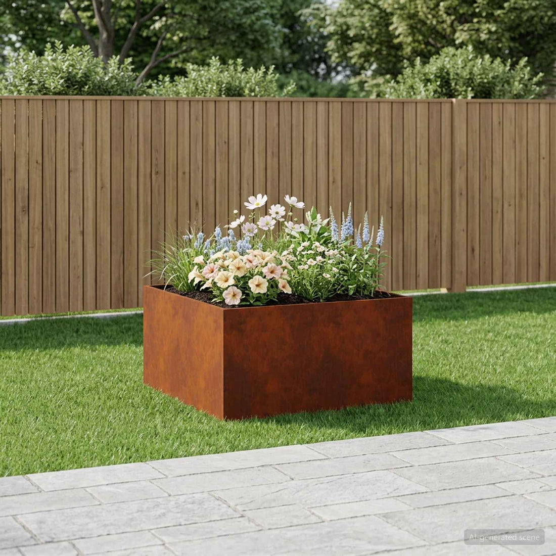 vidaXL Macetero de Jardín Oxidado 80 x 80 x 40 cm Acero oxidado