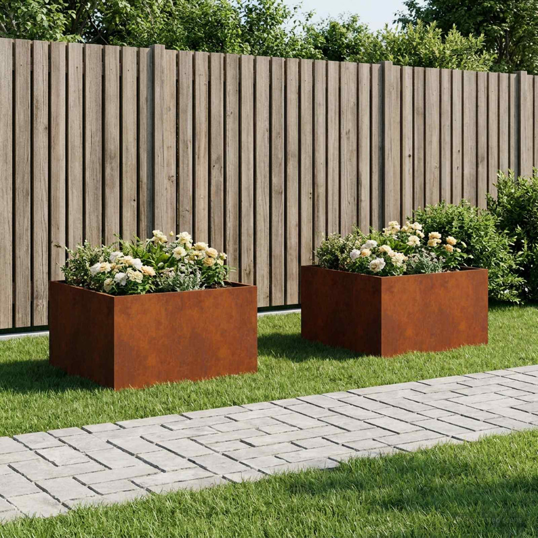 vidaXL Macetero de Jardín 2 uds. Oxidado 80 x 80 x 40 cm Acero oxidado