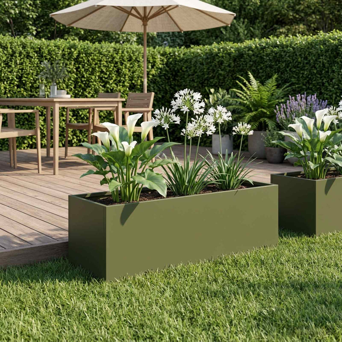 vidaXL Macetero de Jardín Verde oliva 60 x 20 x 20 cm