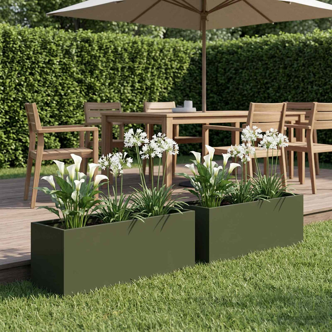 vidaXL Macetero de Jardín 2 uds. Verde oliva 60 x 20 x 20 cm