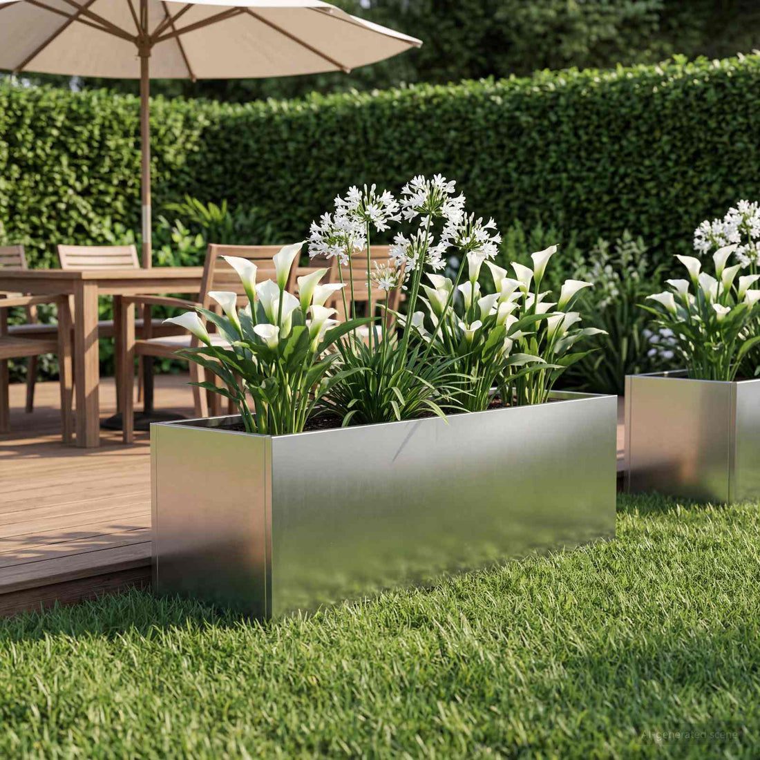 vidaXL Macetero de Jardín Plateado 60 x 20 x 20 cm Acero inoxidable