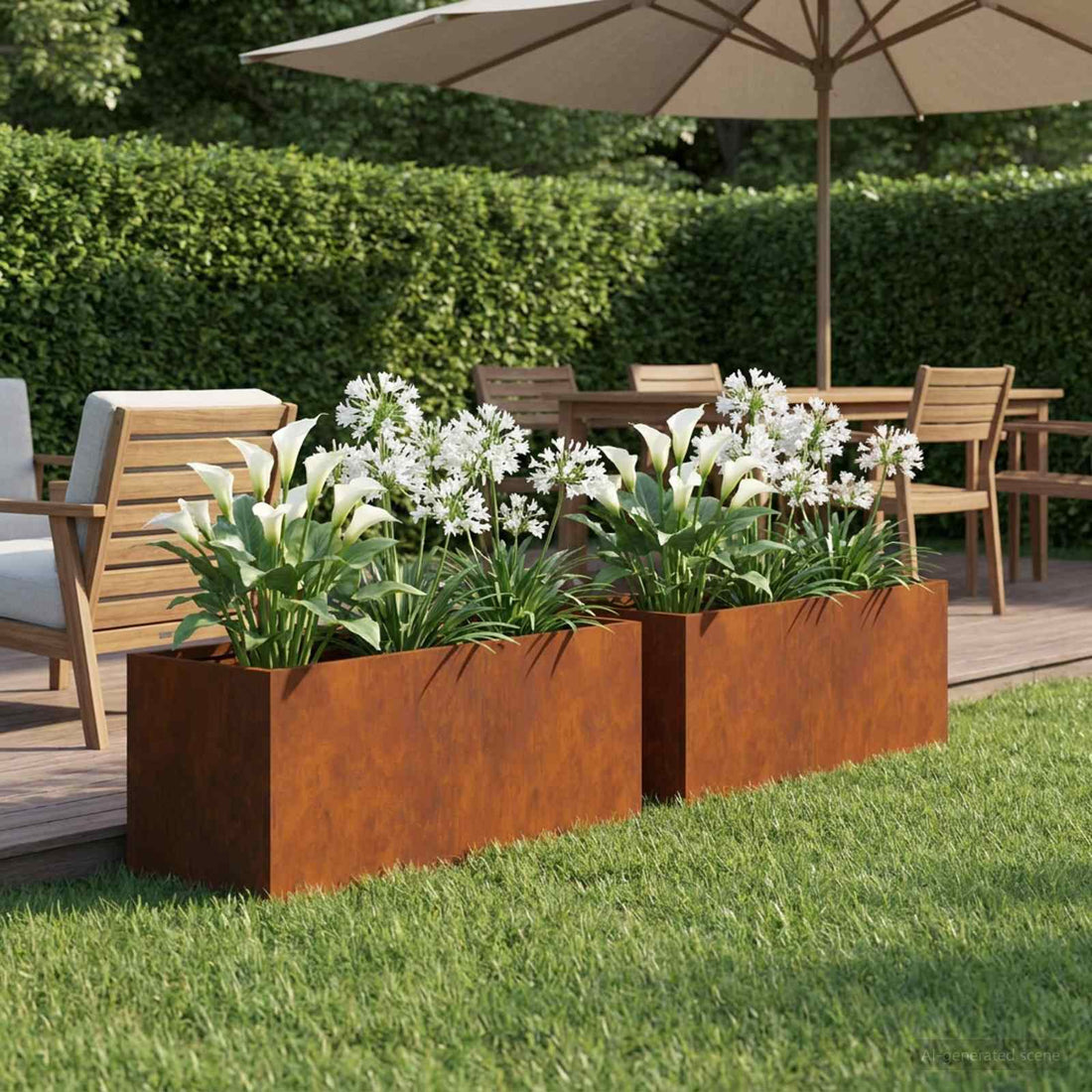 vidaXL Macetero de Jardín 2 uds. Oxidado 60 x 20 x 20 cm Acero oxidado