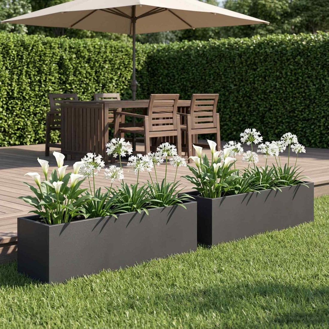 vidaXL Macetero de Jardín 2 uds. Negro 100 x 20 x 20 cm