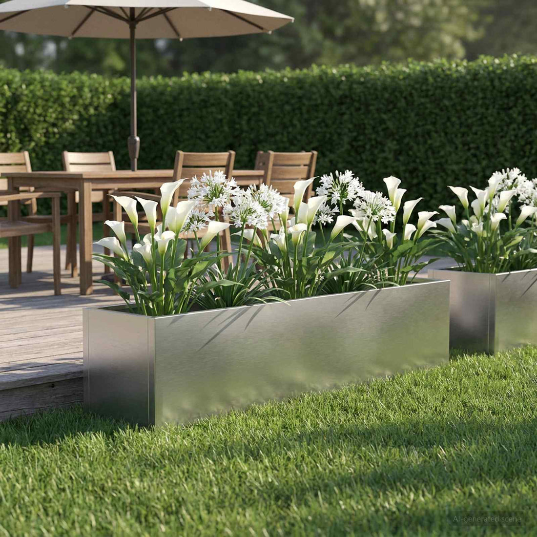 vidaXL Macetero de Jardín Plateado 100 x 20 x 20 cm Acero inoxidable