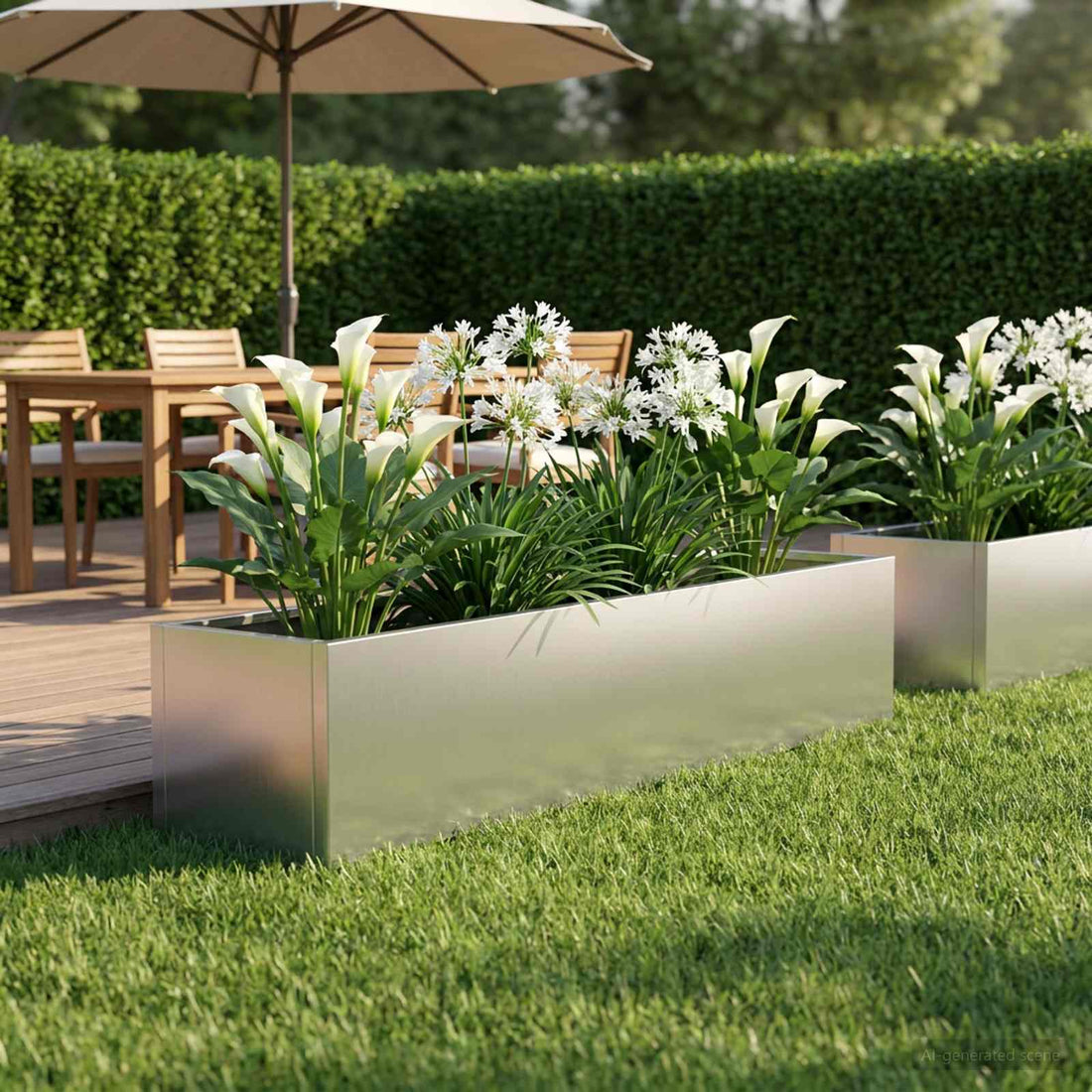 vidaXL Macetero de Jardín Plateado 100 x 20 x 20 cm Acero Galvanizado