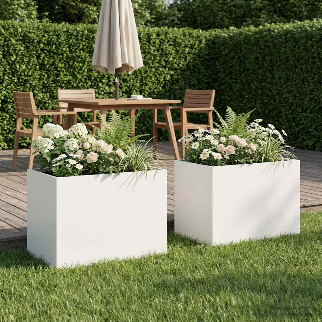 vidaXL Macetero de Jardín 2 uds. Blanco 40 x 30 x 30 cm
