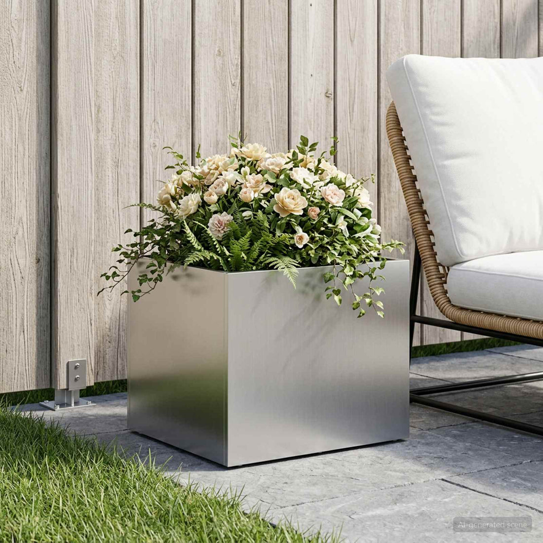vidaXL Macetero de Jardín Plateado 40 x 30 x 30 cm Acero Galvanizado