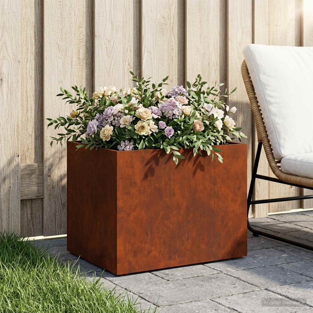 vidaXL Macetero de Jardín Oxidado 40 x 30 x 30 cm Acero oxidado
