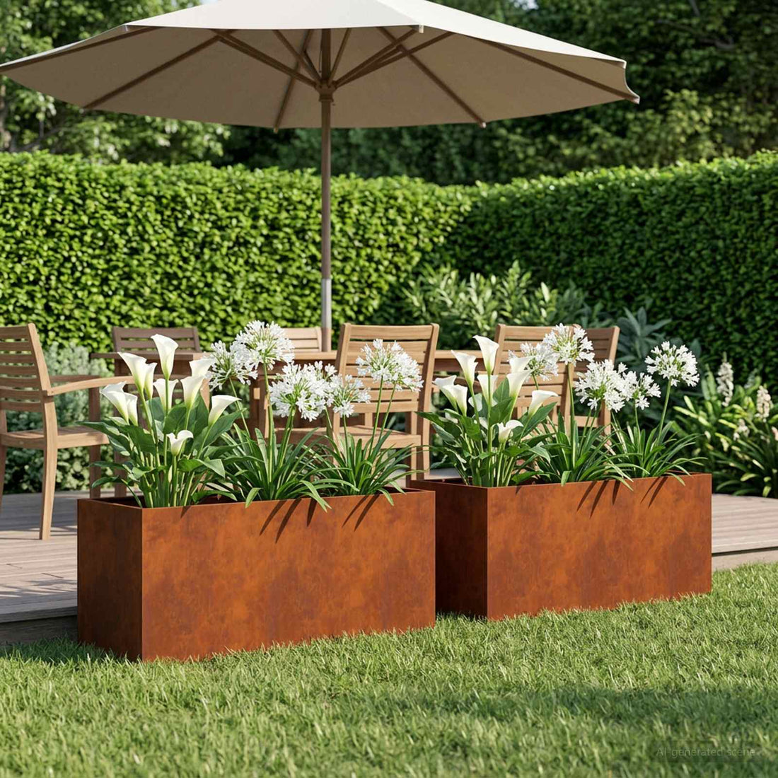 vidaXL Macetero de Jardín 2 uds. Oxidado 80 x 40 x 40 cm Acero oxidado