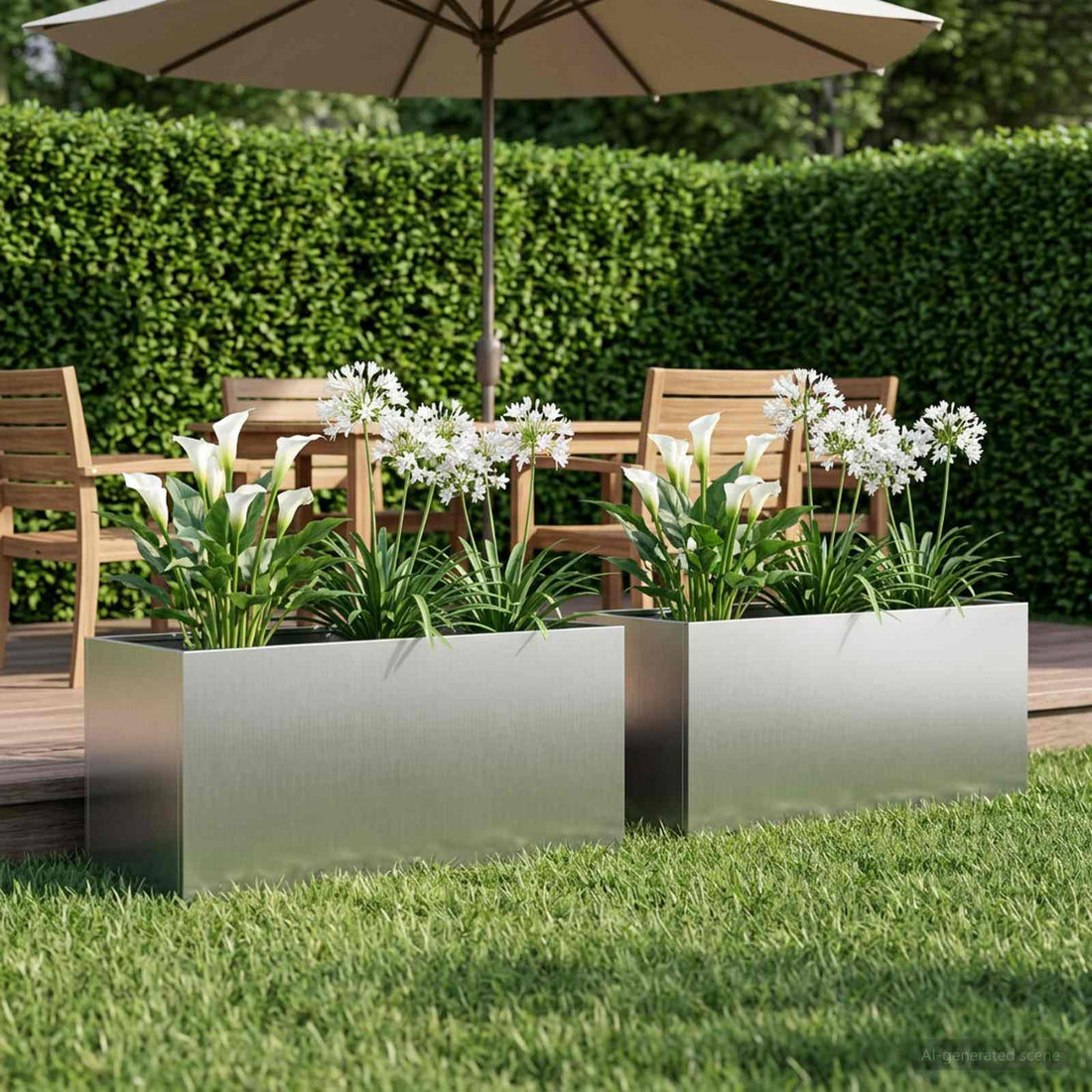 vidaXL Macetero de Jardín 2 uds. Plateado 100 x 40 x 40 cm