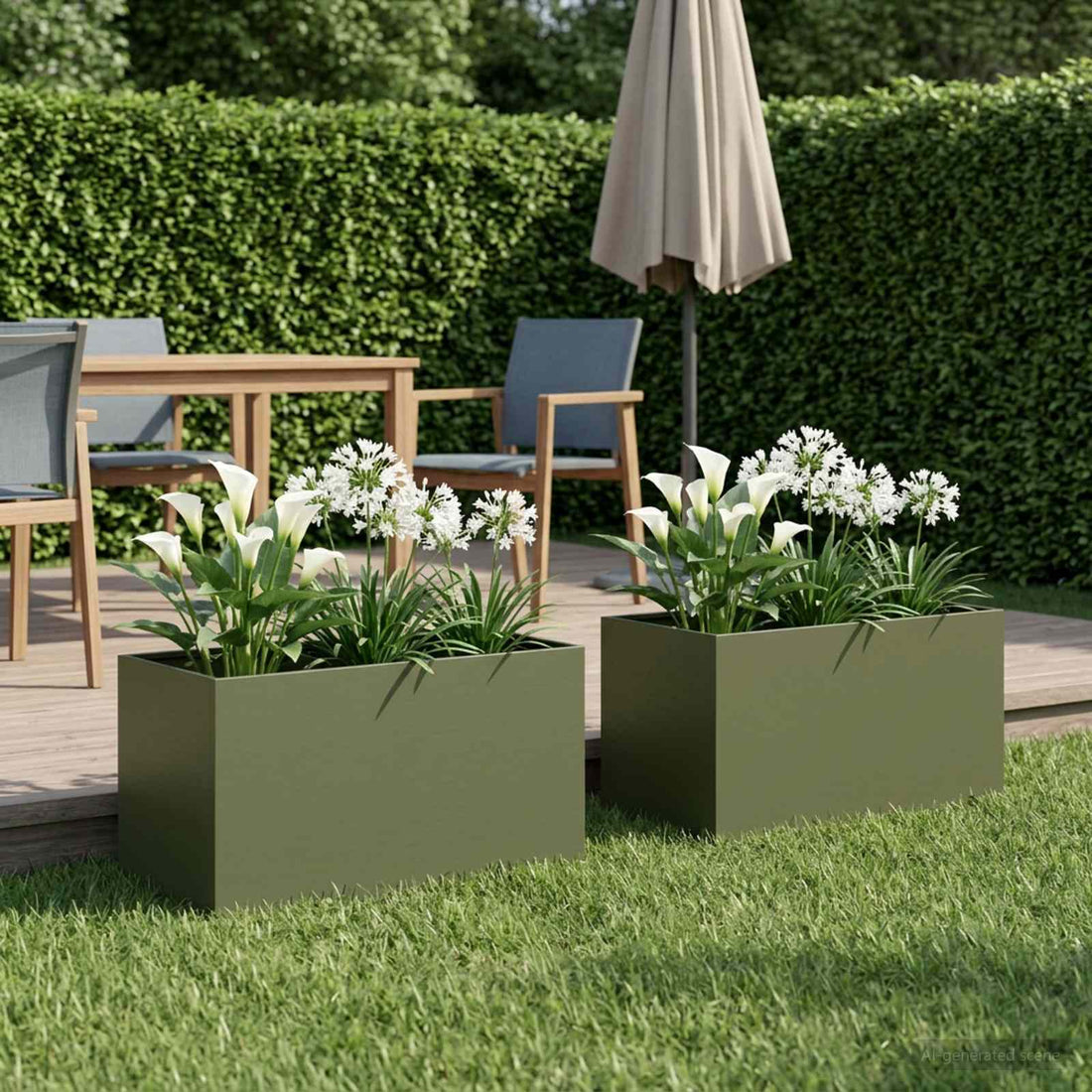 vidaXL Macetero de Jardín 2 uds. Verde oliva 80 x 50 x 50 cm