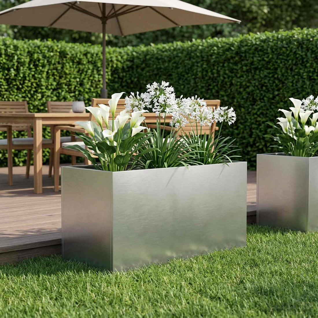 vidaXL Macetero de Jardín Plateado 80 x 50 x 50 cm Acero inoxidable