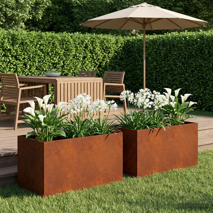 vidaXL Macetero de Jardín 2 uds. Oxidado 100 x 50 x 50 cm