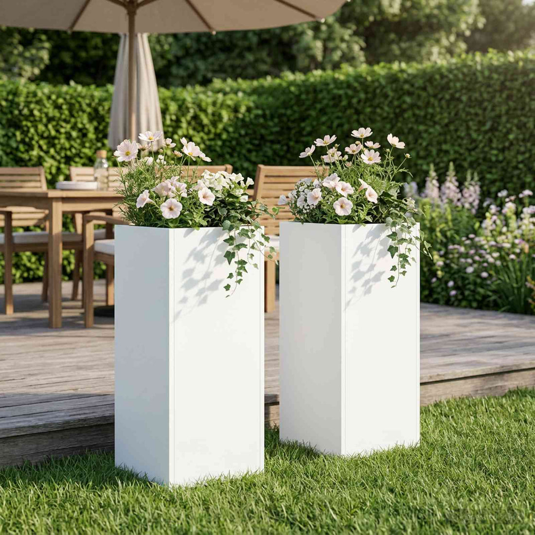 vidaXL Macetero de Jardín 2 uds. Blanco 20 x 20 x 40 cm