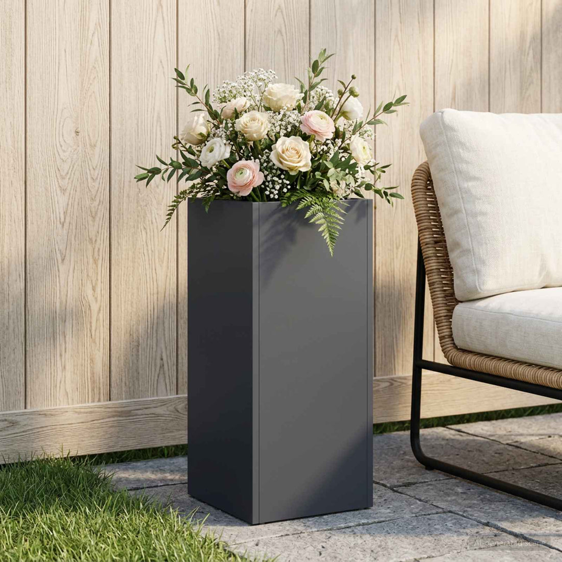 vidaXL Macetero de Jardín Gris antracita 20 x 20 x 40 cm