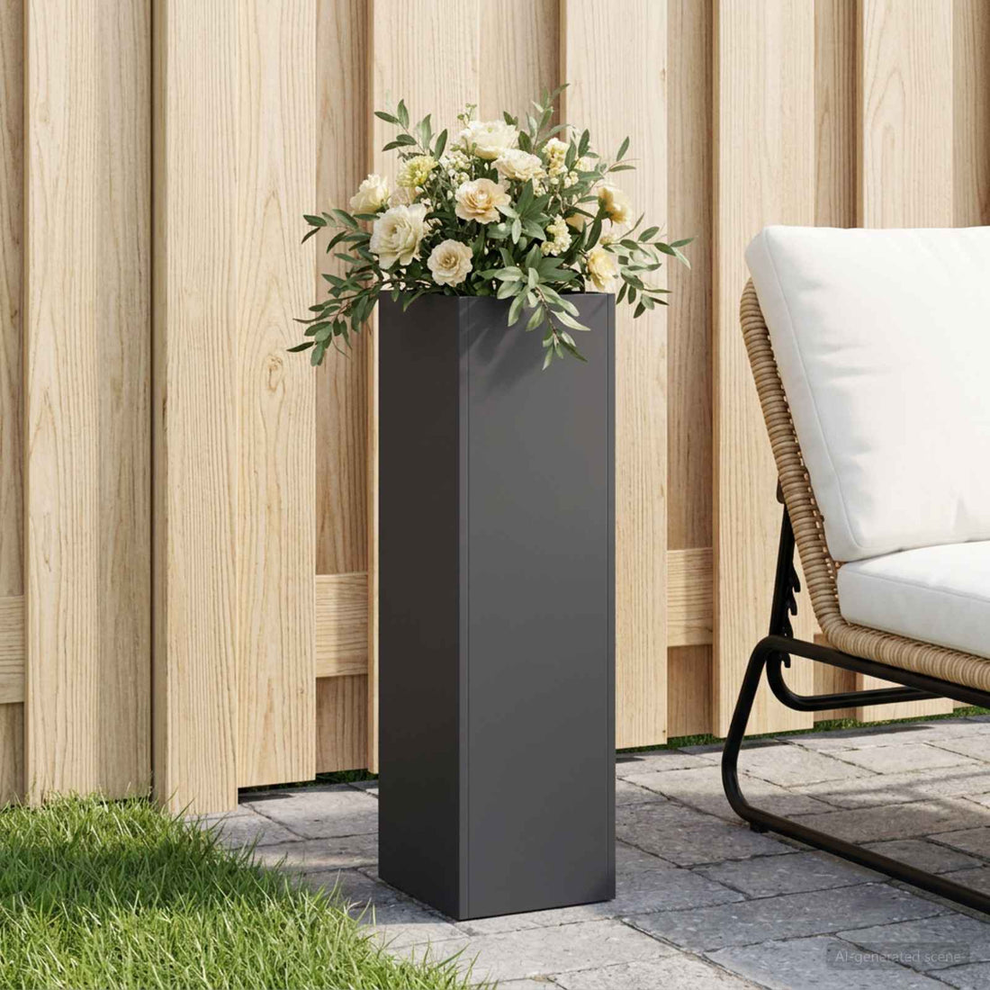 vidaXL Macetero de Jardín Negro 20 x 20 x 75 cm Acero laminado en frío
