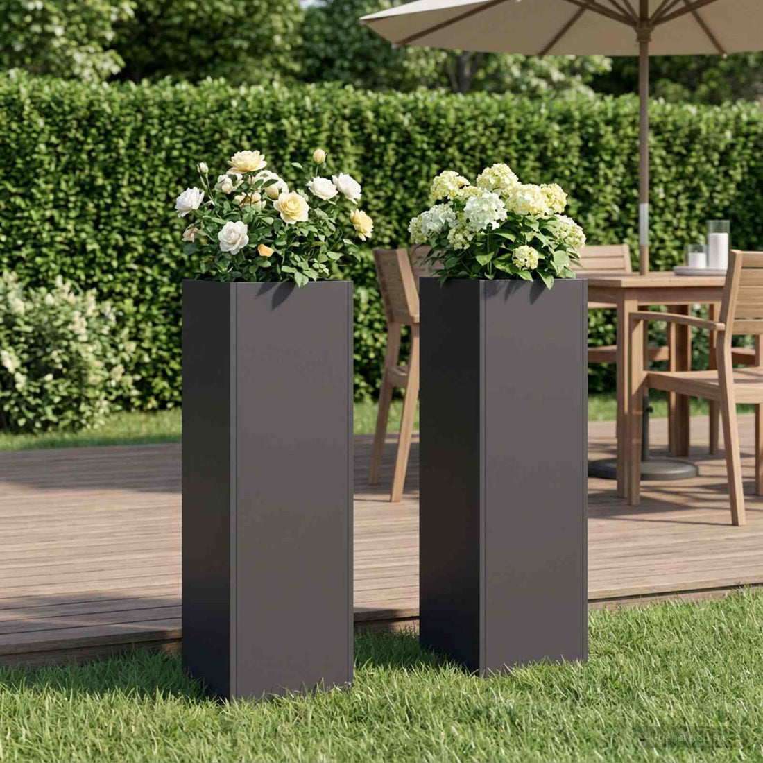 vidaXL Macetero de Jardín 2 uds. Negro 20 x 20 x 75 cm