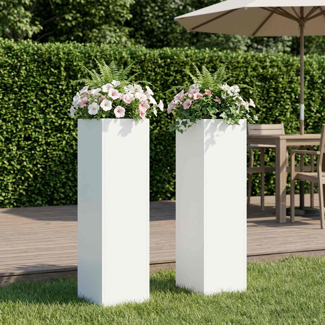 vidaXL Macetero de Jardín 2 uds. Blanco 20 x 20 x 75 cm