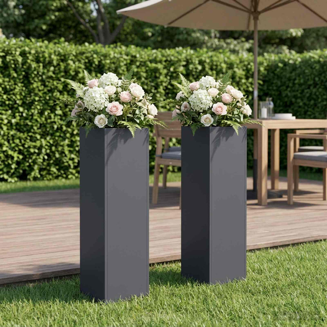 vidaXL Macetero de Jardín 2 uds. Gris antracita 20 x 20 x 75 cm