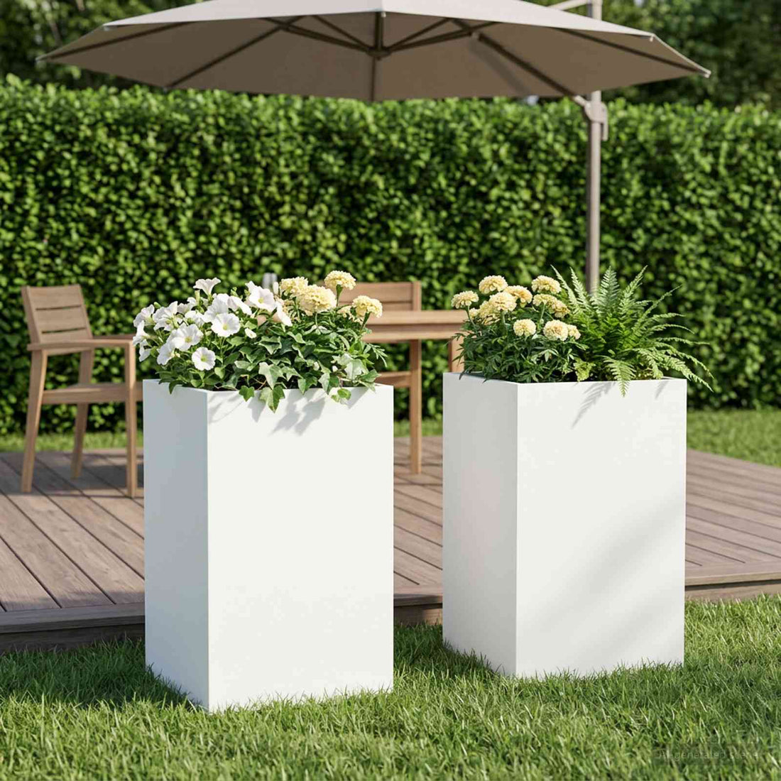 vidaXL Macetero de Jardín 2 uds. Blanco 30 x 30 x 50 cm