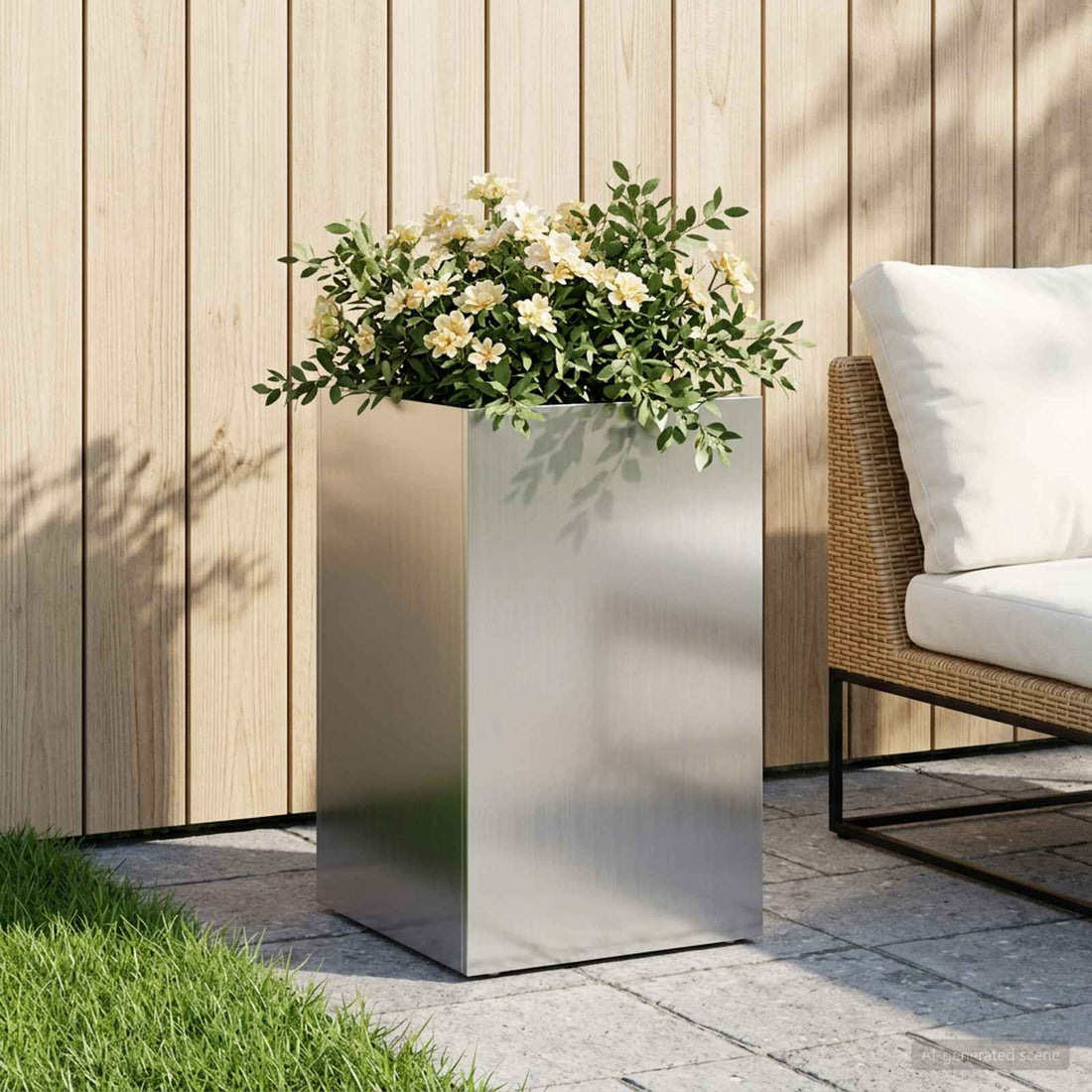 vidaXL Macetero de Jardín Plateado 30 x 30 x 50 cm Acero Galvanizado