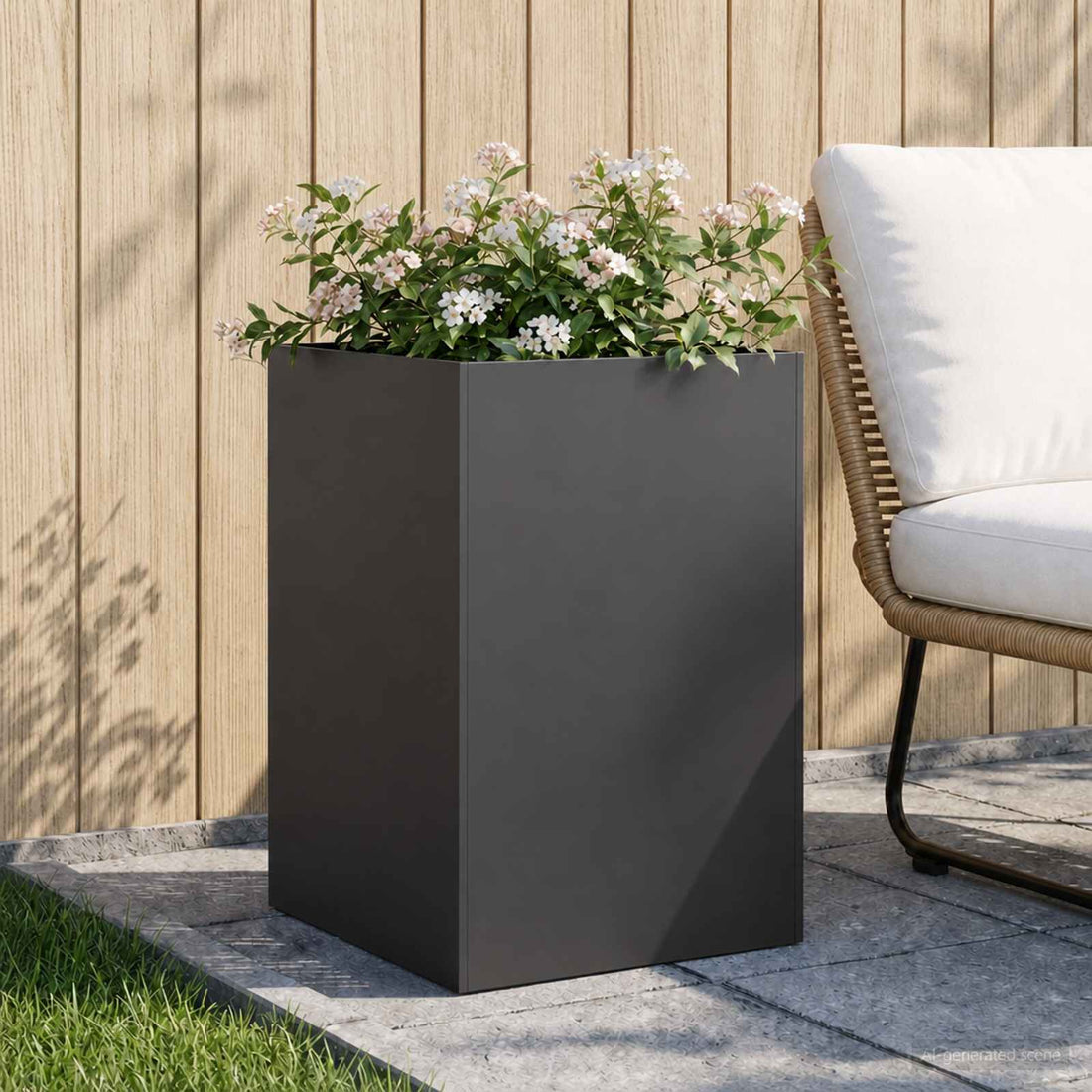 vidaXL Macetero de Jardín Negro 40 x 40 x 75 cm Acero laminado en frío