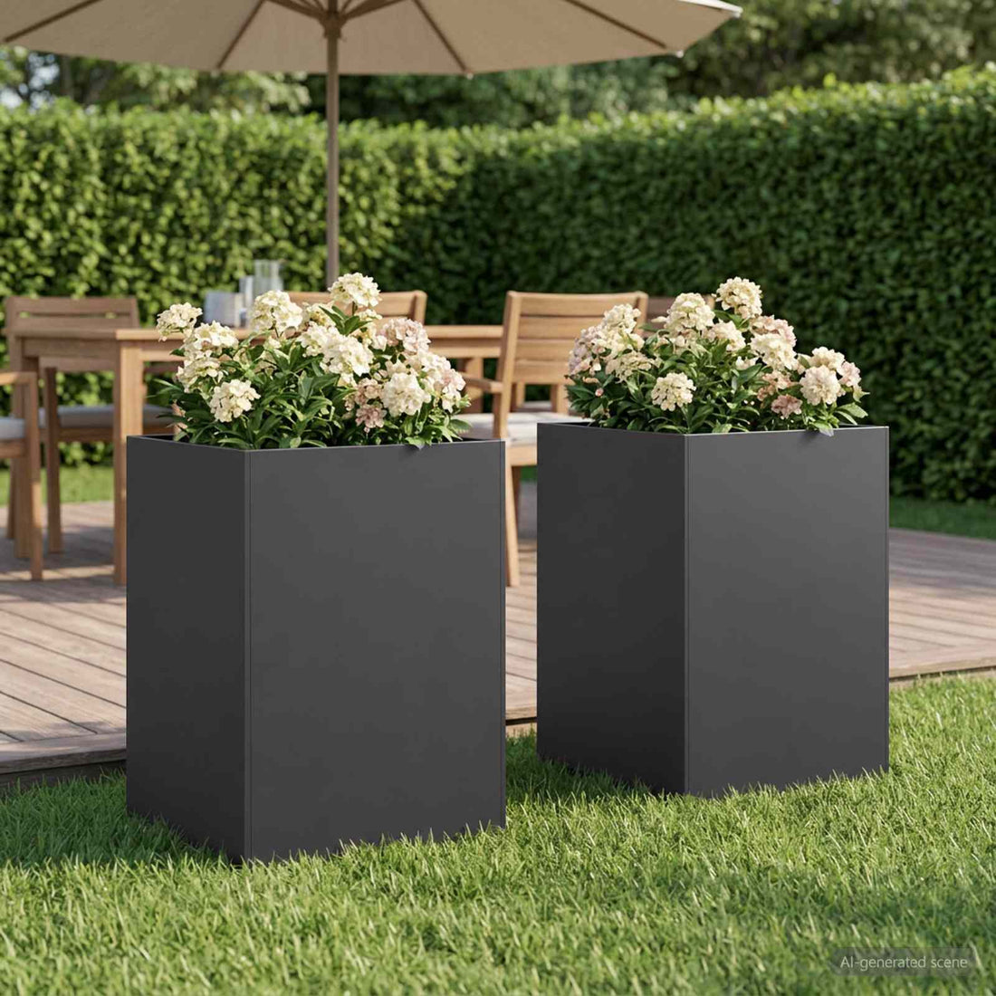 vidaXL Macetero de Jardín 2 uds. Negro 40 x 40 x 75 cm