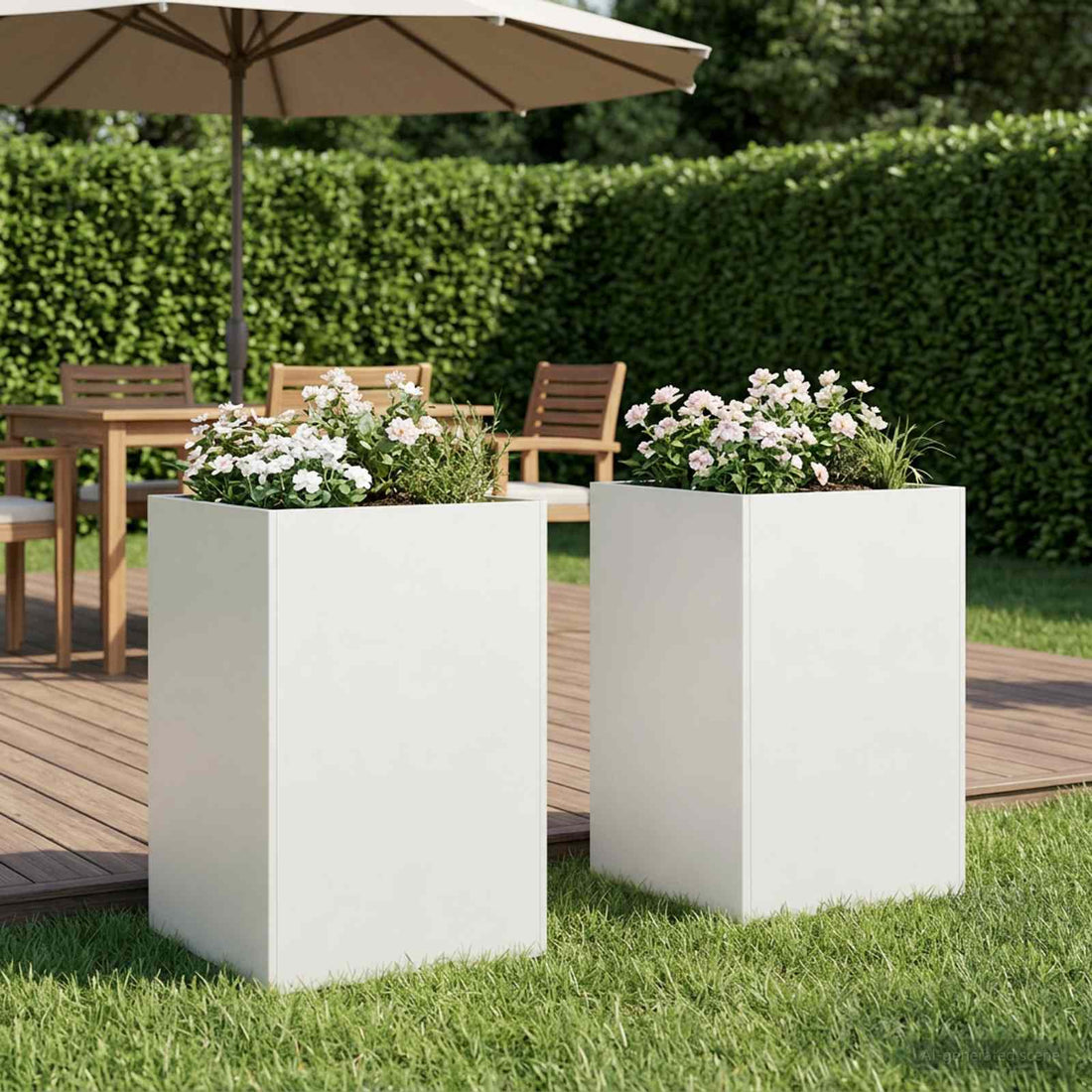 vidaXL Macetero de Jardín 2 uds. Blanco 40 x 40 x 75 cm