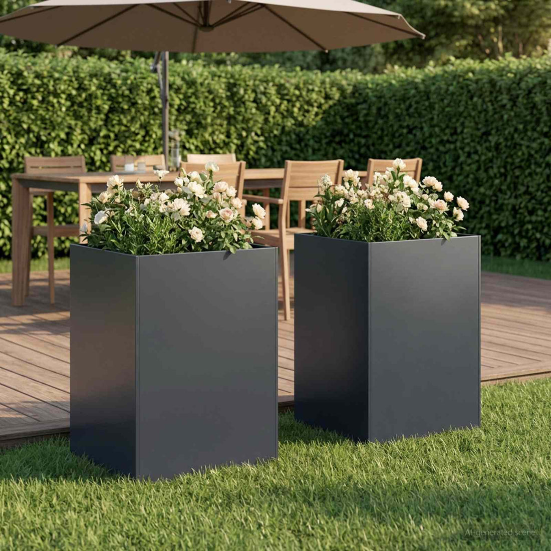 vidaXL Macetero de Jardín 2 uds. Gris antracita 40 x 40 x 75 cm